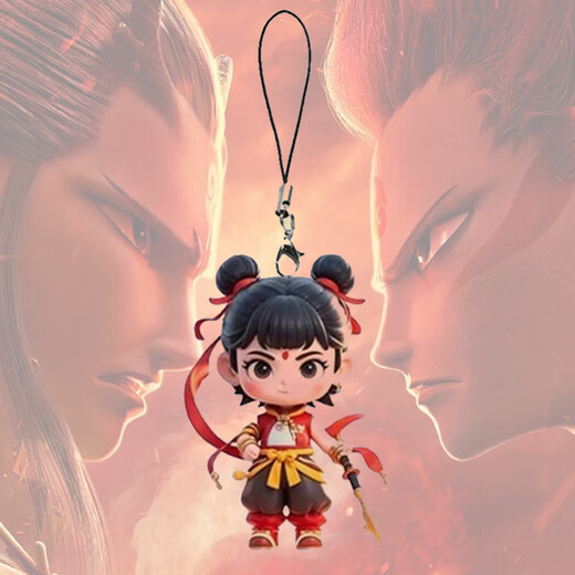 Nezha Ao Bing animation cute and fun peripheral acrylic keychain high-value pendant mobile phone pendant Nezha mobile phone lanyard random 1 pack
