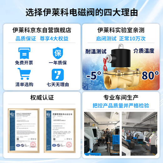 ELECALL solenoid valve copper water valve oil valve air valve water inlet valve normally closed type 2W-160-15 (4 points) DC24V