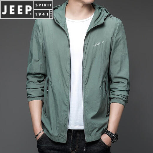Jeep Spirit pu Sen Sun Protection Kleidung Herren Sommer dünne Outdoor-Eis Seidenhaube Sonnenschutzmantel N9928 Mist Blue M 170 105-120jin [Jin ist gleich 0,5 kg]