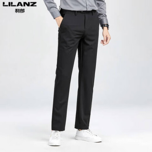 Lilang Herren Casual Hosen Sommer Neugeschäftshose Anti-Falten-Gerade und unemkonisch-Long Hosen trendy schwarz Blau H9896 30