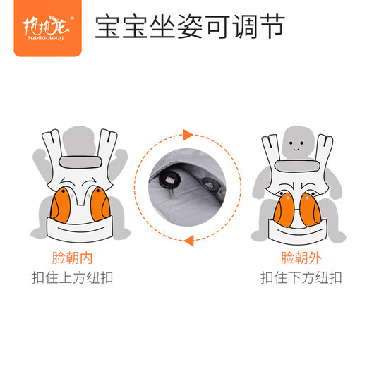 抱抱龙（BaoBaoLong）婴儿背带前抱式宝宝外出简易背巾新生儿童前后两用后背抱娃神器 透气款象牙米+围合式口水巾