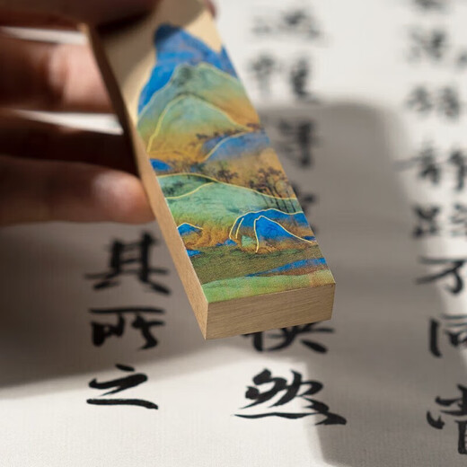 Shanlianhu Pen Thousand Miles of Rivers and Mountains Town Ruler Town Ruler Calligraphy Paperweight Brass Thousands of Miles of Rivers and Mountains Picture Copper Metal Ornaments Study Four Treasures Creative Pen Stand Calligraphy and Painting Press Paper Artifact Exquisite Gift