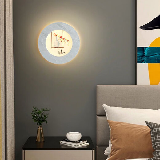 Tanyige 2025 Nouvelle lampe murale nordique pour chambre principale, lampe de chevet, moderne et simple, pour salon, arrière-plan, lampe d'escalier chinoise, 9898 Blue Swan-Trois couleurs changeantes