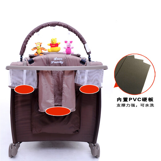 Oluxun custom multi-functional crib storage bag hanging bag bed head diaper bag bedside storage bag storage bag storage rack large capacity brown (single layer model)