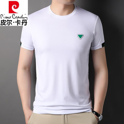 Pierre cardin high-end brand short-sleeved T-shirt men's trend Korean style round neck men's high-quality T-shirt solid color top summer new 6995# black XL size 175 [weight 120-140Jin [Jin equals 0.5 kg]]