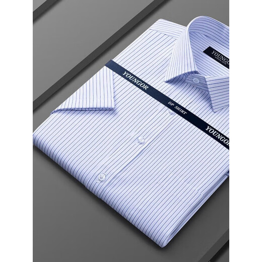 Yager Flaggschiff Offizielles Geschäft mit kurzärärmigem Hemd 2025 Herren Sommer New Business Casual Professional Professional Formal Kee ohne Bügeln und Anti-Falten-Weiß [weißer und blaues Dreieckstar] DX6636 38 100-120