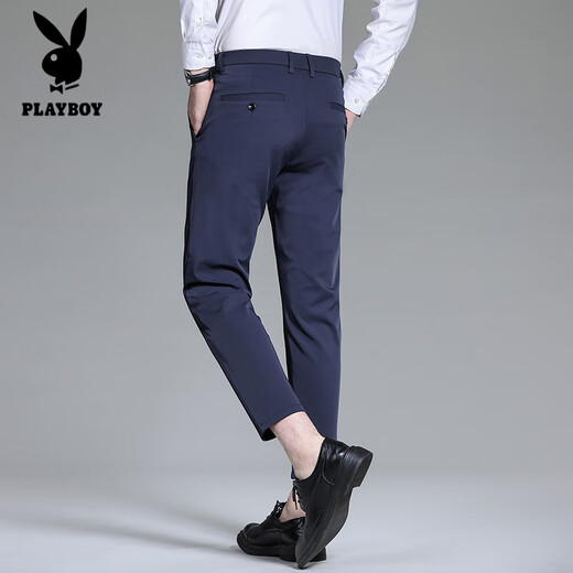 
Playboy (PLAYBOY) skin-friendly silky spring and summer new men's ice silk casual pants straight trousers anti-wrinkle-free elastic drooping summer CJ-9901 black 28 (90-105Jin[Jin equals 0.5 kg])