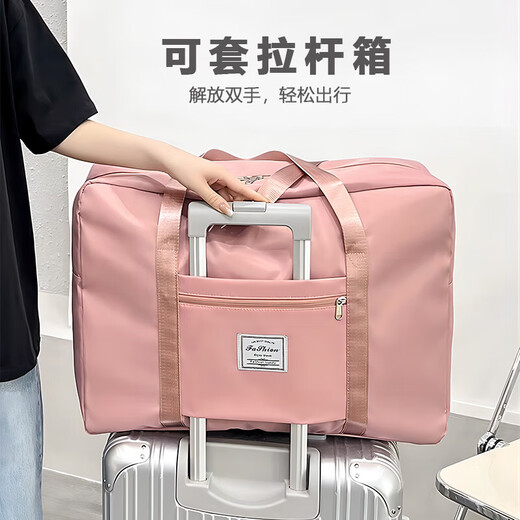 Hearing Time Travel Bag Large Capacity Suitcase Can Be Covered with Trolley Handbag Men and Women Traveling Short Distance Diagonal Storage Bag Black