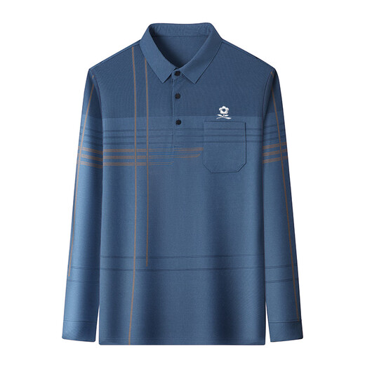 T-shirt à manches longues de Montagut Montagut à manches longues pour hommes à manches longues Polo de revers de papa lâche Blue gris 9901 m 165 [suggéré 100-120 Jin [Jin est égal à 0,5 kg]]]