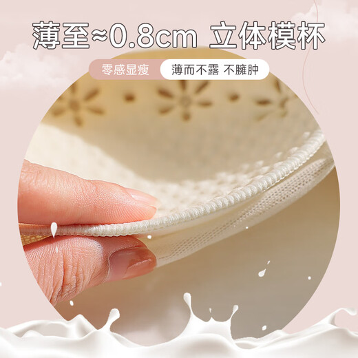 莫代尔内衣女士大胸显小聚拢无钢圈透气侧收副乳夏季薄款性感蕾丝文胸罩 银灰色+香槟白 S 34/75BC