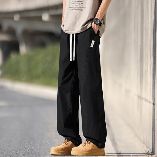 Seven Wolf summer ice silk pants for men's thin new style trendy loose straight pants for men's breathable casual quick-drying trousers for men K6636 gray M about 90~110Jin [Jin equals 0.5 kg] can be worn