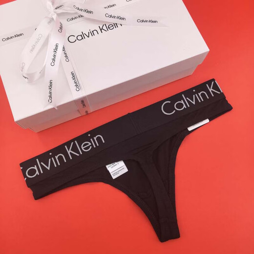 Calvin Klein丁字裤女运动内裤CK宽边性感T裤棉QP1278U 黑色 S