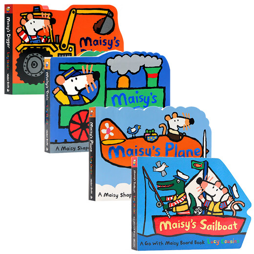 4 Volumina des Maus Bobo Transportation Modeling Book gemeinsam verkauft englisches Originalbildbuch Maisy's Fire Digger/Segelboot/Traktor/Bus Kinderbussexzitator Karton Lucy Cousins ​​Mouse BOO_AIRPLANE