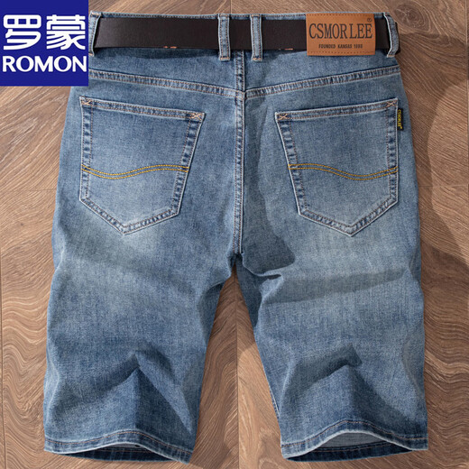Loose stretch denim shorts men's summer thin style casual mid-sized 2025 new men's five-point pants Q9921-5 retro blue 28