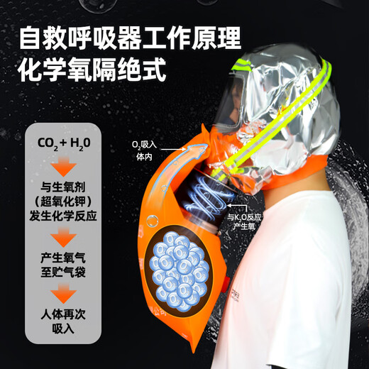 Zhongjia Woan Chemical Oxygen Fire Self-Rescue Respirator Fire Mask Anti-Gas and Anti-Smoke Mask 3C Fire Escape Fire Equipment Exhaled Oxygen/3C Certification/4-Year Validity