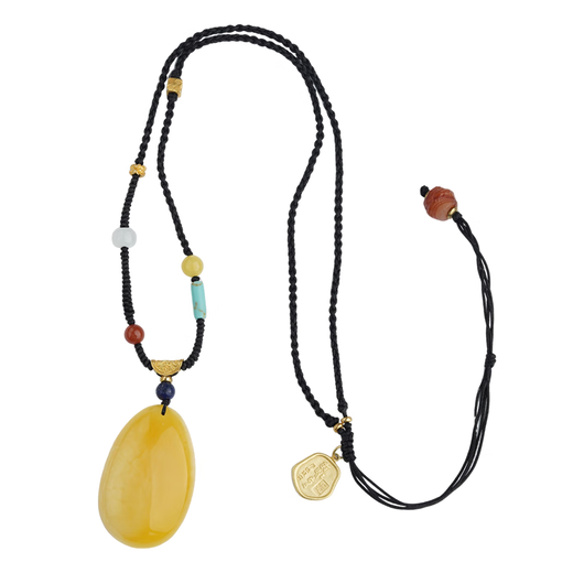 Potala Palace Beeswax Agate Pendant for Men and Women with Lapis Lazuli and Hetian Jade 925 Silver Zakiram Necklace Birthday Gift