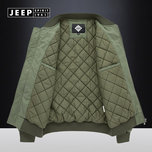 Jeep Spirit Jeep Herbst und Winter Baumwolle Kleidung Herren von Pure Baumwolle gewaschene Baumwolle verdickte Bomberjacke lässig Baseballkragen Jacke 9227 Militärgrün (Baumwolldickstil) l geeignet für 125 bis 145 Jin [Jin gleich 0,5 kg]