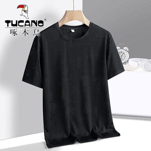 T-shirt à manches courtes à manches courtes pour hommes en été cool Nouvelle glace en soie à manches à manches à manche à manches pour hommes lâches, absorbant en sueur et top respirant BJZ826 Gray XL environ 125-140jin [Jin est égal à 0,5 kg]
