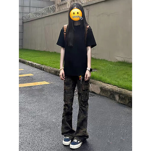 
Katuchi American retro cleanfit camouflage jeans men's summer fashion straight-leg work pants slim trousers Camouflage XL
