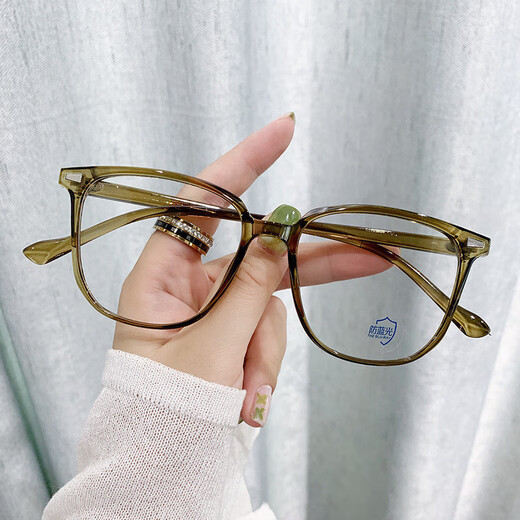 
Korean version TR90 anti-blue light flat-light mirror men and women same style without makeup slimming glasses Internet celebrity square glasses frame 15938 gray frame [glass box + mirror cloth] TR frame anti-blue light