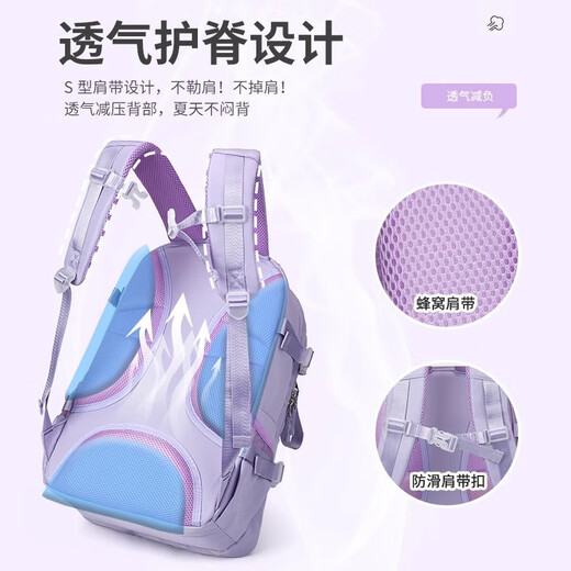 日本书包女生初中学生背包女小学生马卡龙减负护脊学生双肩包百搭 12047星野灰+送兔公仔6件套