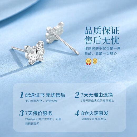 China Gold Sparkling Butterfly Platinum Earrings Women's Platinum Earrings Earrings Girls Birthday Gifts for Girlfriends and Wife Wedding Anniversary Platinum Sparkling Butterfly Earrings