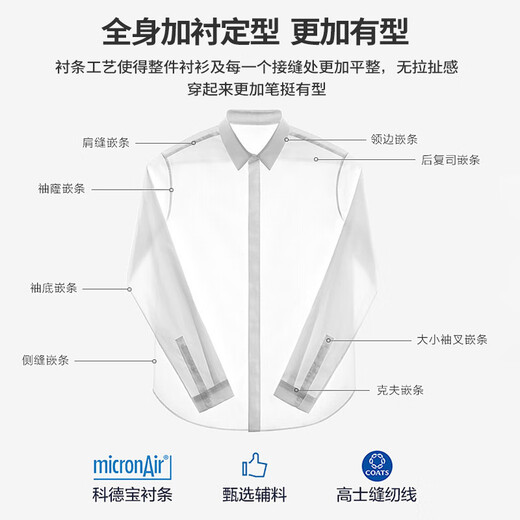 Shanshan 200 count DP no-iron long-sleeved white shirt men's four-season high-end business solid color cotton anti-wrinkle shirt