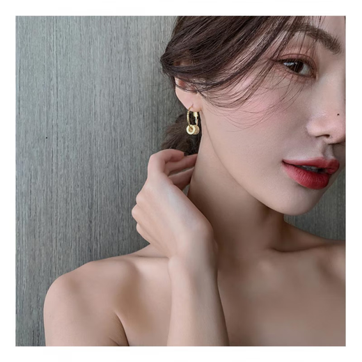 MHFDO old Phoenix quality 99918k gold earrings fashionable 18K gold small waist 925 silver earrings for women 20 gold earrings a pair of old Fengxiang quality