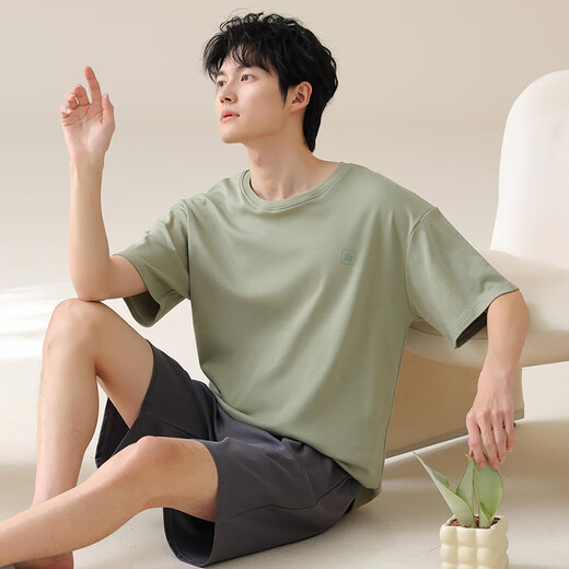 莫代尔（Madallo）睡衣男士短袖款夏天夏季大码男生家居服纯棉套装可外穿2025新款 13601 XL X