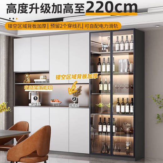 接运猫餐边柜高柜一体靠墙现代简约家用酒柜茶水柜客厅收纳置物柜储物柜 款式12200*40*220cm包安装 双门