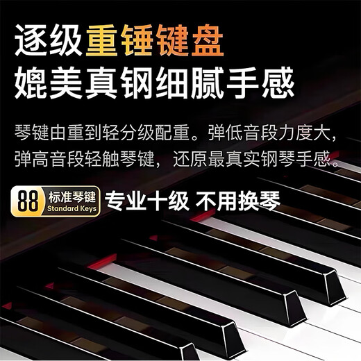 Pains electric piano 88-key hammered electronic piano for adults and children, home practice for beginners, professional kindergarten teacher grade examination piano, 88-key wood grain white + beginner model, official standard configuration