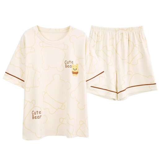 Pajama de terciopelo ártico para mujeres en verano pantalones cortos de algodón puro pantalones cortos delgados y dulces se puede usar fuera de la ropa para el hogar yx-9859 4xl recomendado 165-185Jin [Jin equivale a 0.5 kg]