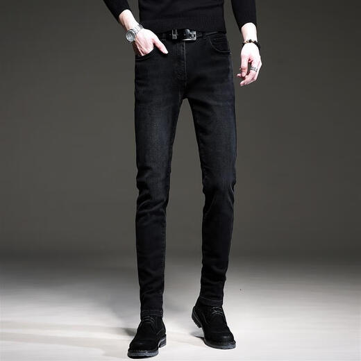
Jie Yuepai summer trend European black high-end jeans men's Korean style small feet pants trendy brand stretch men's casual trousers 1049 gray regular 28