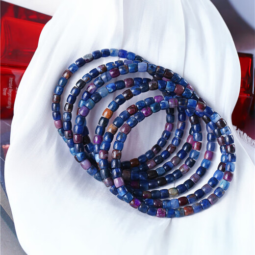 DOLD Natural Old Mine Shu Jilai Interstellar Blue Purple Straight Cut Bracelet Women's Suji Stone Shu Jilai Crystal Jewelry About 4MM Send One Shu Jilai/Su Jishi