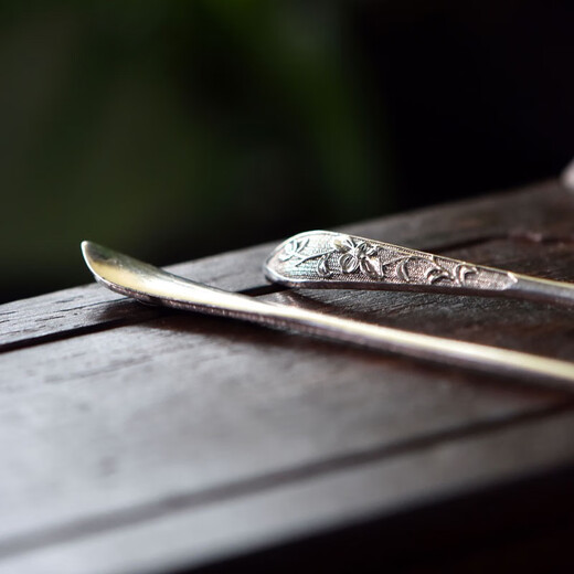 Shijun (SHIJUN) embossed peony new Chinese style hairpin one-character plain hairpin copper plated s925 silver niche hairpin Hanfu headdress in the Republic of China embossed peony silver hairpin