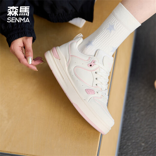 森馬女鞋板鞋2025秋季新款轻便小白鞋运动休闲百搭鞋子女厚底增高森马 粉色（A款） 37