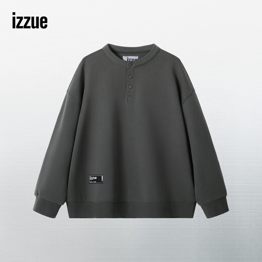 Izzueit European and American style Henry collar sweatshirt men's spring and autumn half cardigan street letter top men's loose versatile jacket