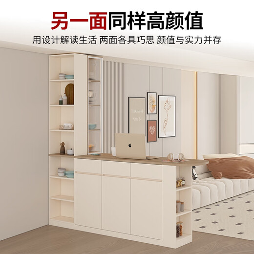 JPHZNB储物休闲吧台桌酒柜餐边柜餐桌一体中岛台客厅隔断柜定制G374 款式12(无灯无升降插座)1478*60