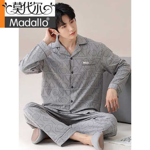 Modal Spring and Automn Cardigan Men's Men's Long à manches pyjamas Coton Coton Summer et Hiver Home Taille pour Usor Usary pour les adolescents omm12014 L (recommandé 100-120jin [Jin est égal à 0,5 kg]))