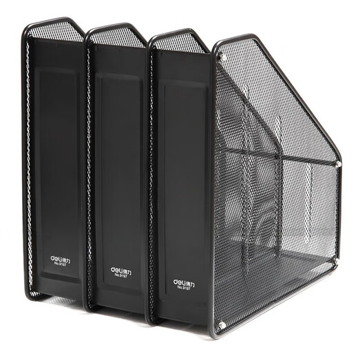 Deli Box de archivos triples 9197 Caja de almacenamiento de archivos de escritorio black metal black mesh especificaciones: 1 set (unidad: solo)