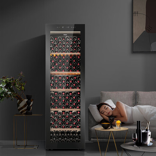 Haier's flagship top-of-the-line wine cabinet with constant temperature and humidity, vertical refrigeration and fresh-keeping freezer, household appliances, living room, office display cabinet, ultra-thin large-capacity professional wine cabinet, 378 liters, upgraded air-cooling, frost-free + electronic temperature control + new level of energy efficiency 378L