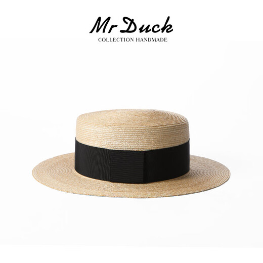 Mr DUCK star's same style, light luxury, extra fine hand-woven straw hat for women, French style flat top hat, multi-size hat