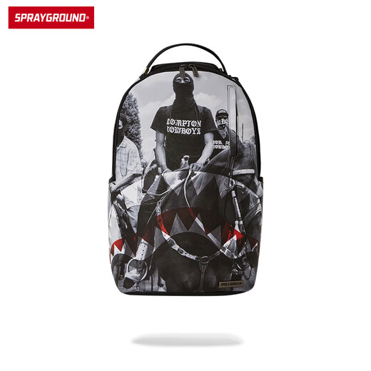 Sprayground 2024 Neues Schwarz -Weiß -Foto gedruckter Rucksack für Männer und Frauen große Kapazität Trendige Taschen Schwarz
