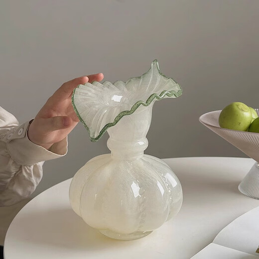 Wooden green pumpkin glass art French light luxury style retro high-end water culture decoration birthday gift