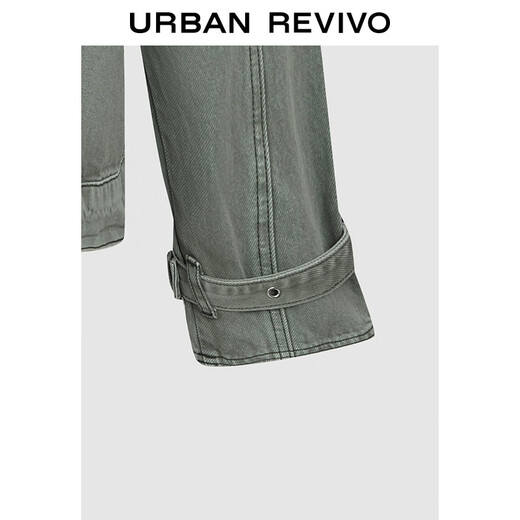 
UR2025 summer new women's clothing retro old washing water symmetric patch pocket casual jacket UID850012 light green (lender) XS