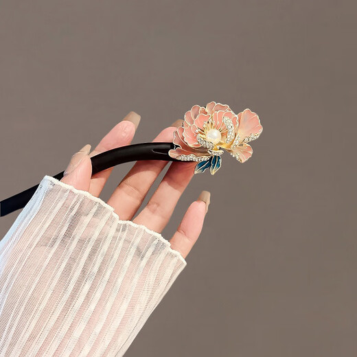 Su Shiliu peony flower hairpin new Chinese style women 2025 new high-end sandalwood Hanfu headdress hair accessories national style hairpin gift national beauty peony flower hairpin