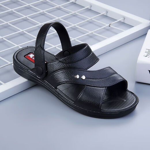 Huilirui [Vietnam Gummi] Koreanische Version von nicht gleitenden Gelegenheitssandalen bequemer und langlebiger Vaters Schuhe Herren Sandalen im Sommer 698 Black (Anti-Slip-Upgrade) 40 (geeignet für 39) geeignet)