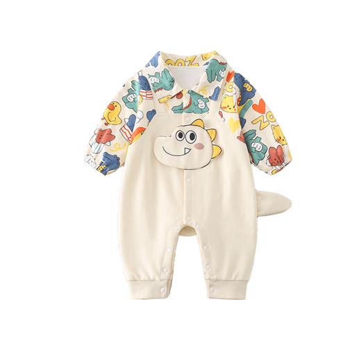 Yuanyuanmimi baby clothes, autumn jumpsuits, new Korean-style Western-style baby boy and girl cartoon outing clothes, apricot color 73cm