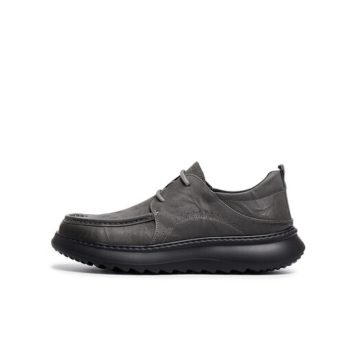Tianmeiyi Leather Shoes Mall Same Style Business Lace Solid Color Casual Men's Shoes 2025 Autumn New Style Gray 40