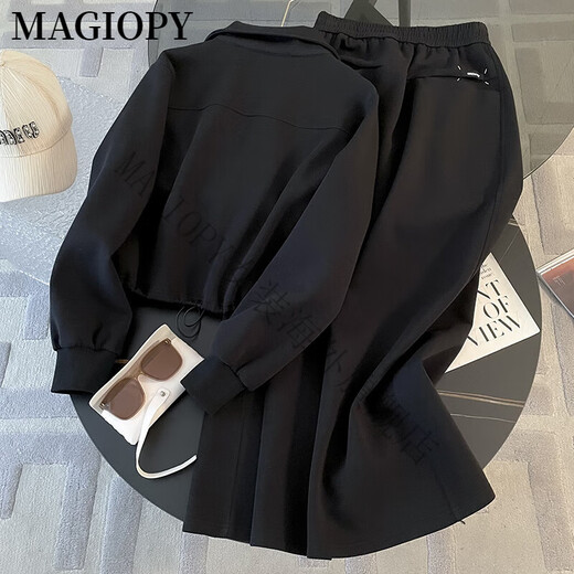 Magiopy International Luxury High-End Brand Осень Новый Cool Style Casual Sports Set Women's Hong Kong Style Black Jacket Top Black S (100Jin [Jin равняется 0,5 кг])